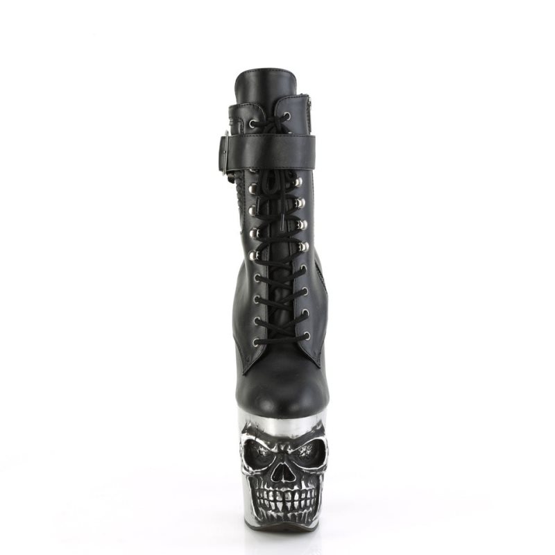 Pleaser Rapture-1020STR-LT Vegan Leather Laarzen Dames Zwart Zilver | BELGIE BEDYJAMR