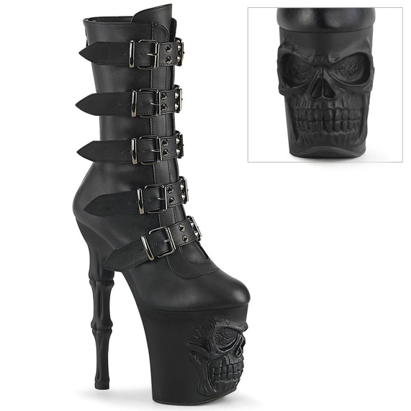 Pleaser Rapture-1052BK Vegan Leather Laarzen Dames Zwart | BELGIE BEKNJZCW