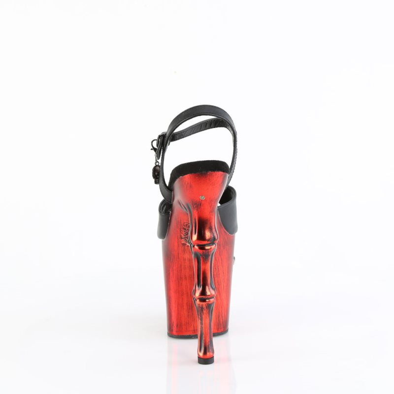 Pleaser Rapture-809-LT Faux Leather Hakken Dames Zwart Rood | BELGIE BEZETQRN