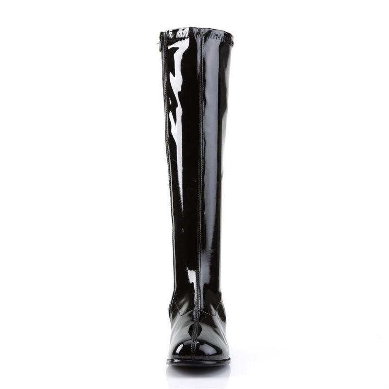 Pleaser Retro-300 Knie Laarzen Dames Zwart | BELGIE BEGEFCSI
