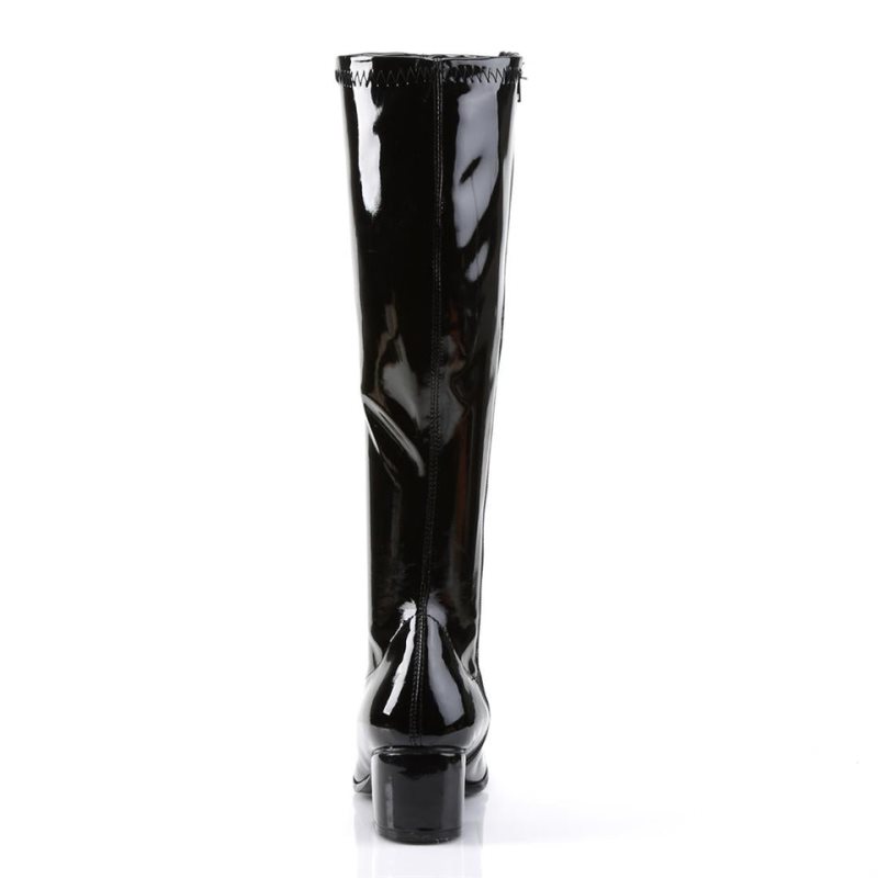 Pleaser Retro-300 Knie Laarzen Dames Zwart | BELGIE BEGEFCSI