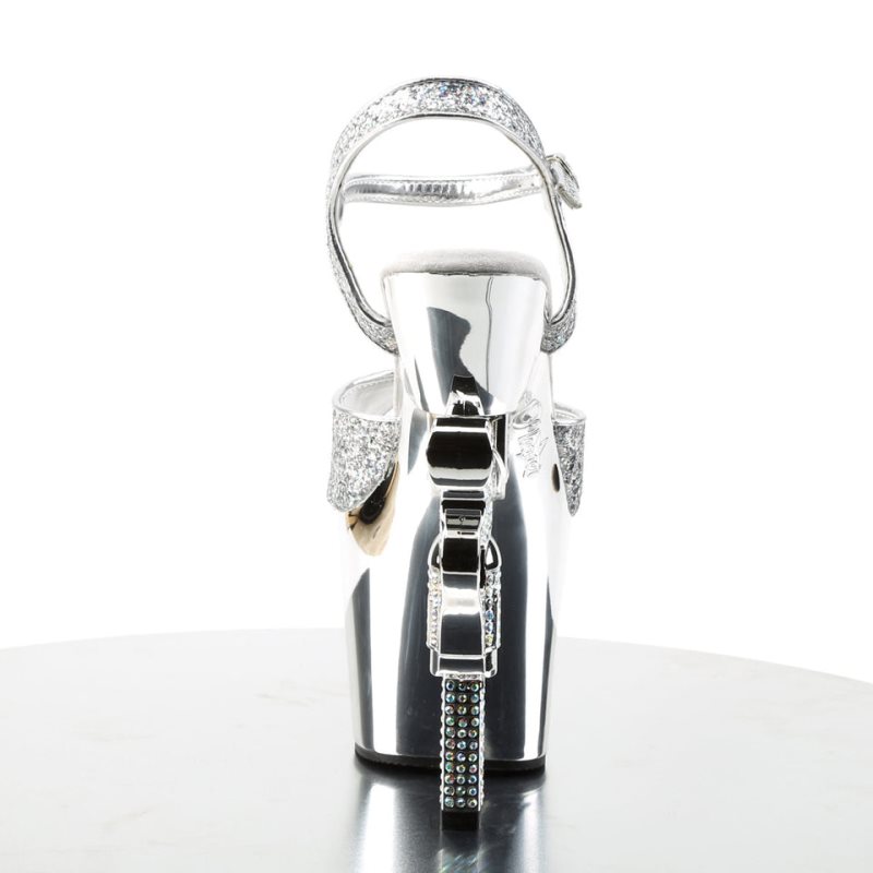 Pleaser Revolver-709G Hakken Dames Zilver | BELGIE BEZQRBMO