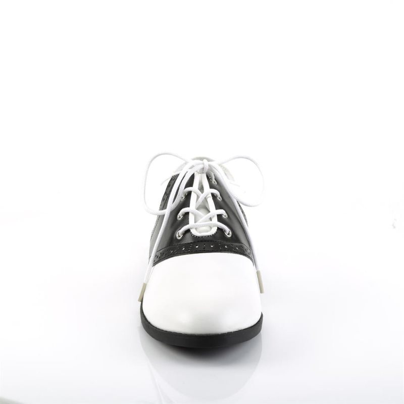 Pleaser Saddle-50 Vegan Leather Derby Schoenen Heren Zwart Wit | BELGIE BECEYDUR