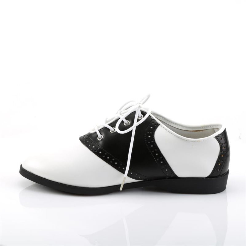 Pleaser Saddle-50 Vegan Leather Derby Schoenen Heren Zwart Wit | BELGIE BECEYDUR