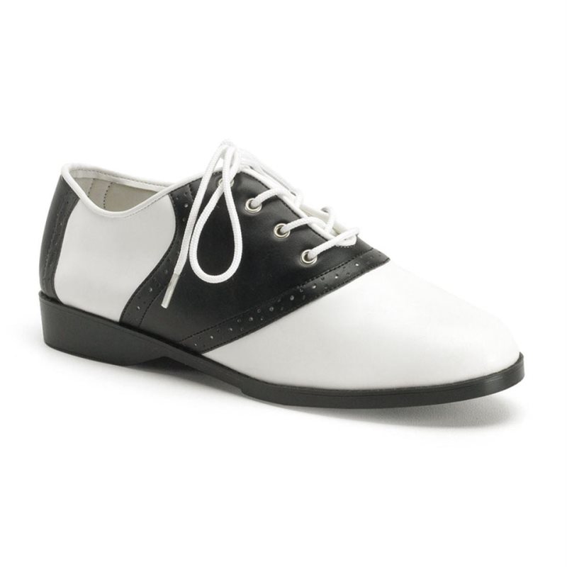 Pleaser Saddle-50 Vegan Leather Derby Schoenen Heren Zwart Wit | BELGIE BECEYDUR