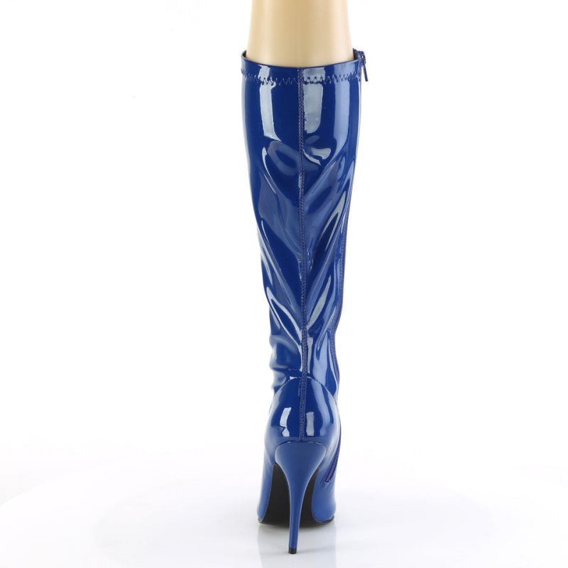 Pleaser Seduce-2000 Knie Laarzen Dames Donkerblauw | BELGIE BEIFESBH