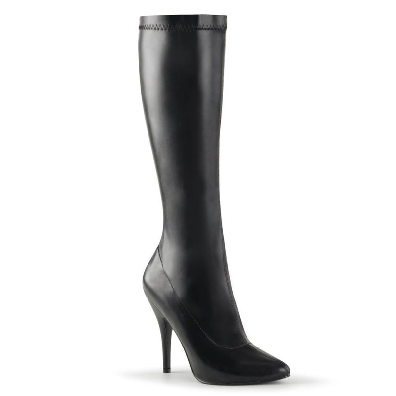 Pleaser Seduce-2000 Vegan Leather Knie Laarzen Dames Zwart | BELGIE BEIUCGLB