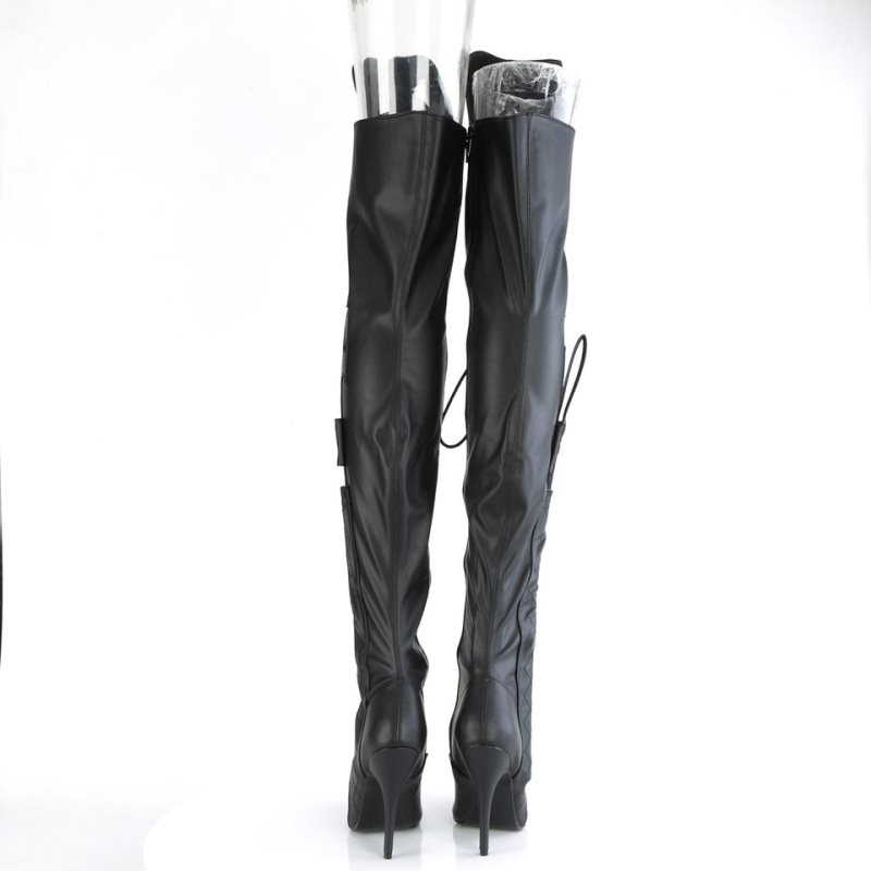 Pleaser Seduce-3082 Vegan Leather Hoge Hakken Dames Zwart | BELGIE BETKOBLS