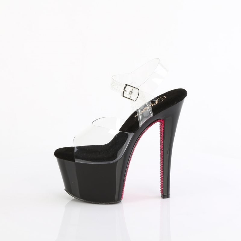 Pleaser Sky-308CRS Hakken Dames Zwart Roze | BELGIE BEUHSTYL