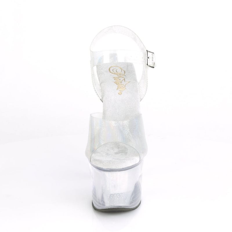 Pleaser Sky-308N Hologram Hakken Dames Zilver | BELGIE BEYVLAZB