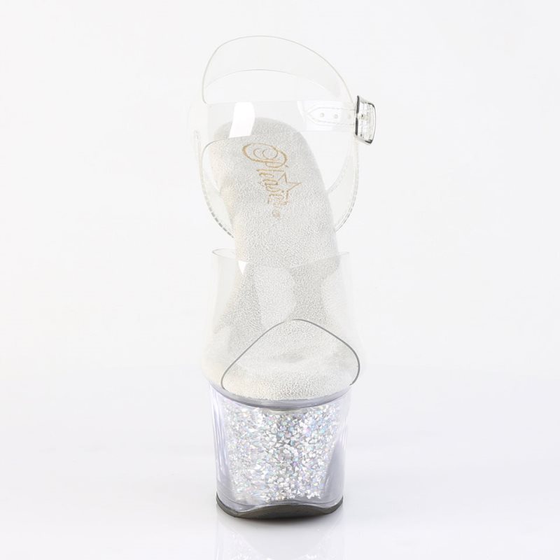 Pleaser Sky-308RSI Rhinestones Hakken Dames Zilver | BELGIE BEKCQSMI