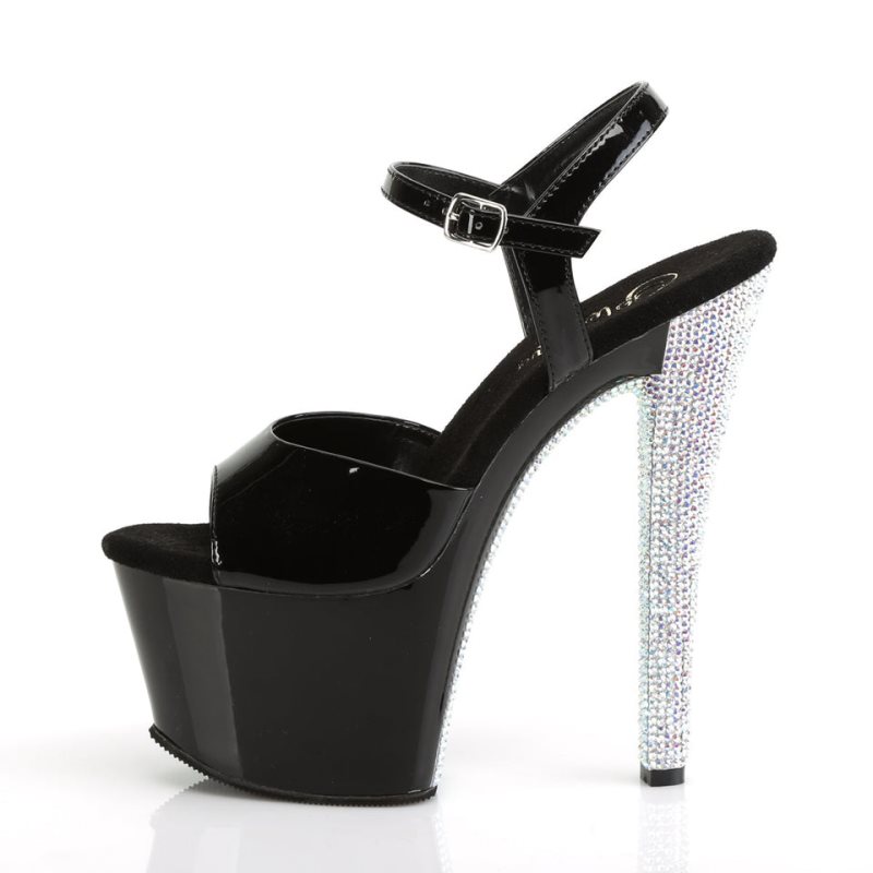 Pleaser Sky-309CHRS Hakken Dames Zwart Zilver | BELGIE BEOKGULH