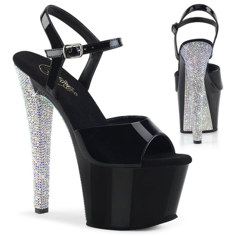Pleaser Sky-309CHRS Hakken Dames Zwart Zilver | BELGIE BEOKGULH