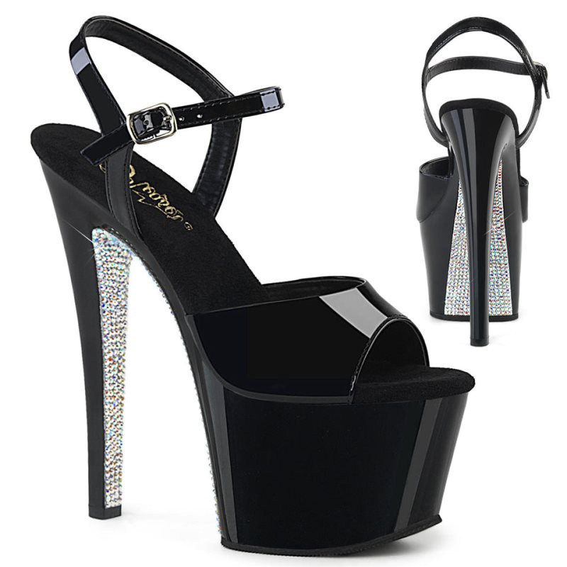 Pleaser Sky-309CRS Hakken Dames Zwart Zilver | BELGIE BERCYBTP