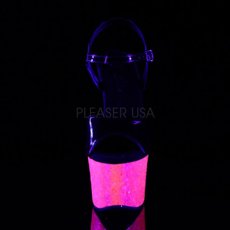 Pleaser Sky-309UVLG Hakken Dames Zwart Roze | BELGIE BEOLSXUG