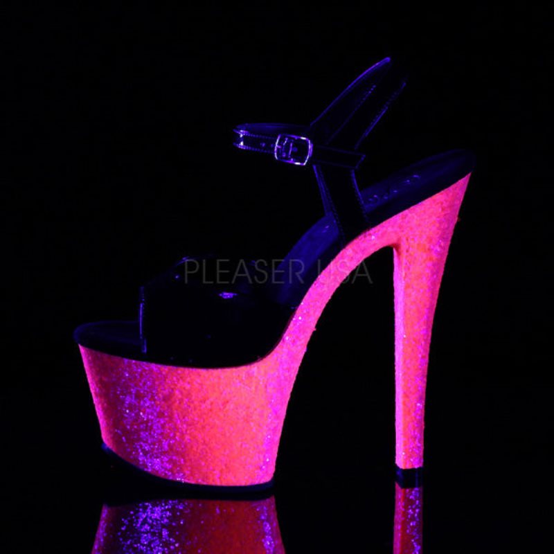 Pleaser Sky-309UVLG Hakken Dames Zwart Roze | BELGIE BEOLSXUG