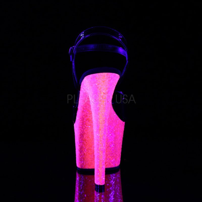 Pleaser Sky-309UVLG Hakken Dames Zwart Roze | BELGIE BEOLSXUG