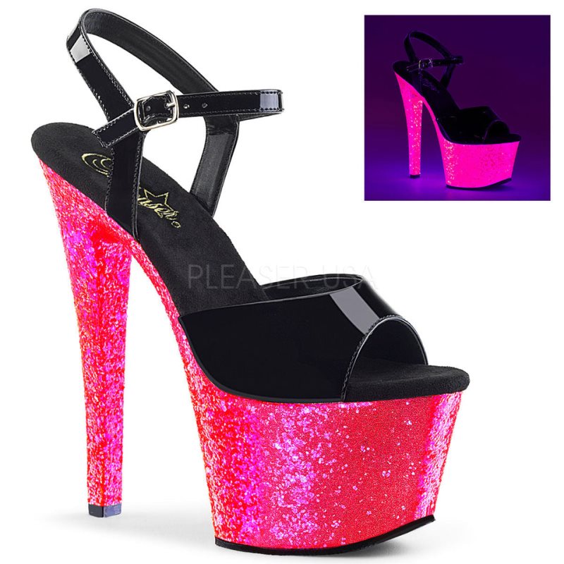 Pleaser Sky-309UVLG Hakken Dames Zwart Roze | BELGIE BEOLSXUG