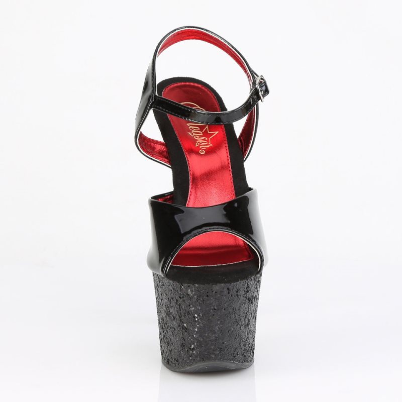 Pleaser Sky-309 Glitter Hakken Dames Zwart | BELGIE BEVFKGDP