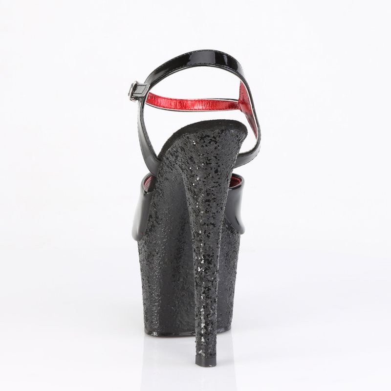 Pleaser Sky-309 Glitter Hakken Dames Zwart | BELGIE BEVFKGDP