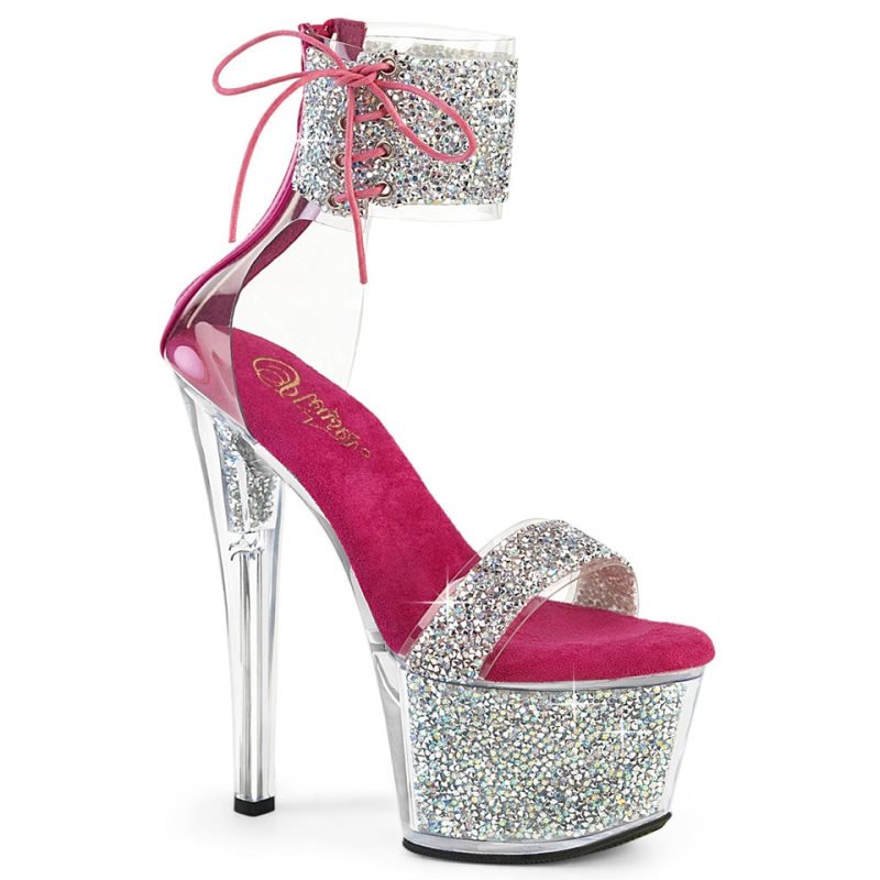 Pleaser Sky-327RSI Hakken Dames Zilver Roze | BELGIE BEWELYKZ