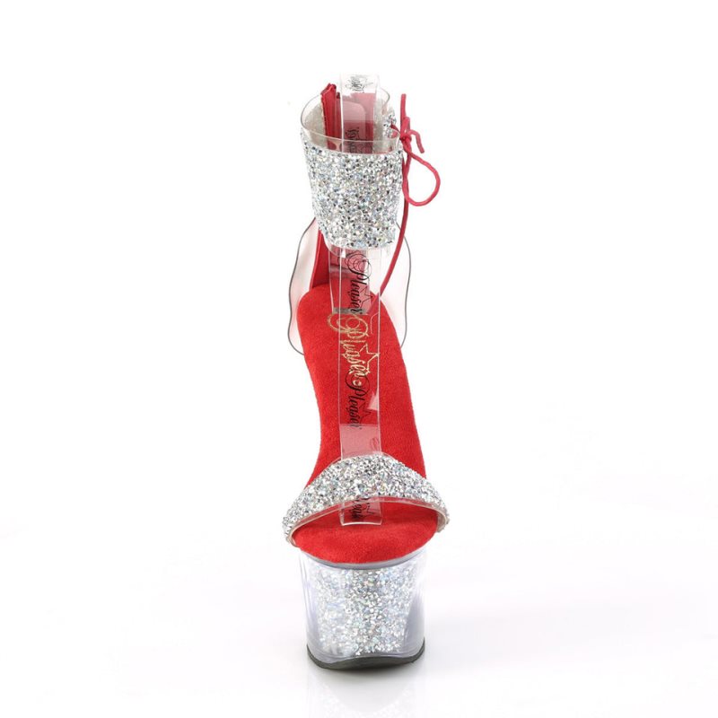 Pleaser Sky-327RSI Hakken Dames Zilver Rood | BELGIE BEACMUNF
