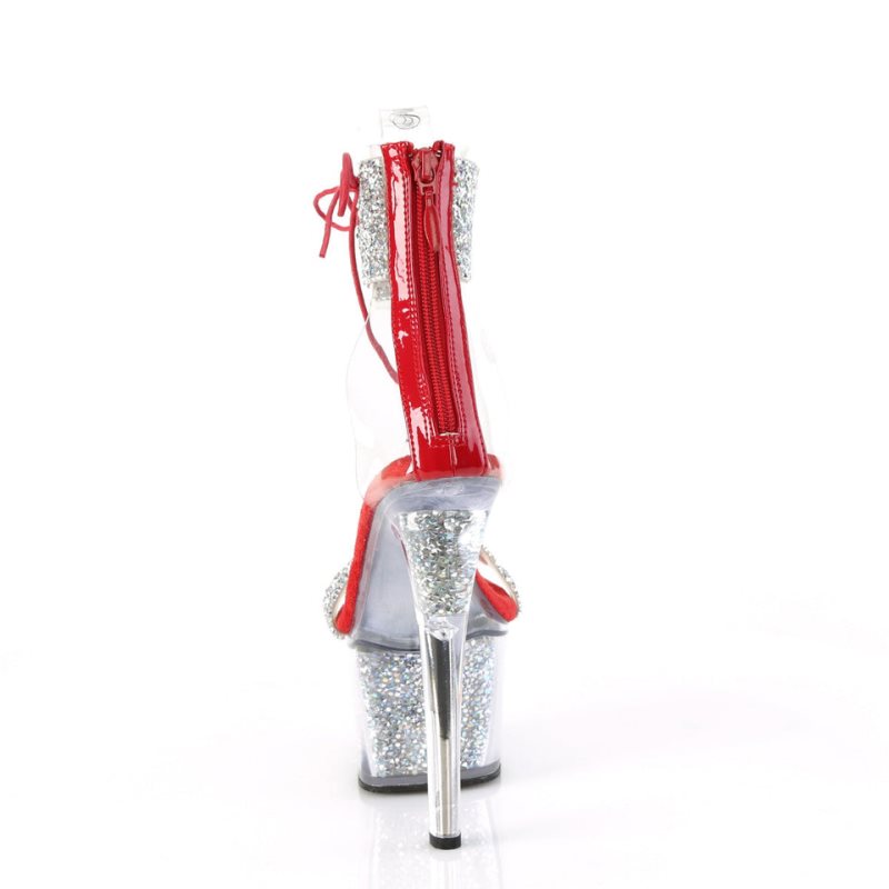 Pleaser Sky-327RSI Hakken Dames Zilver Rood | BELGIE BEACMUNF