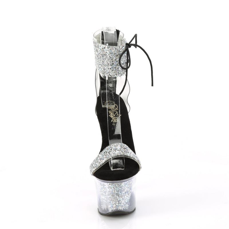 Pleaser Sky-327RSI Hakken Dames Zilver Zwart | BELGIE BEMJGRST