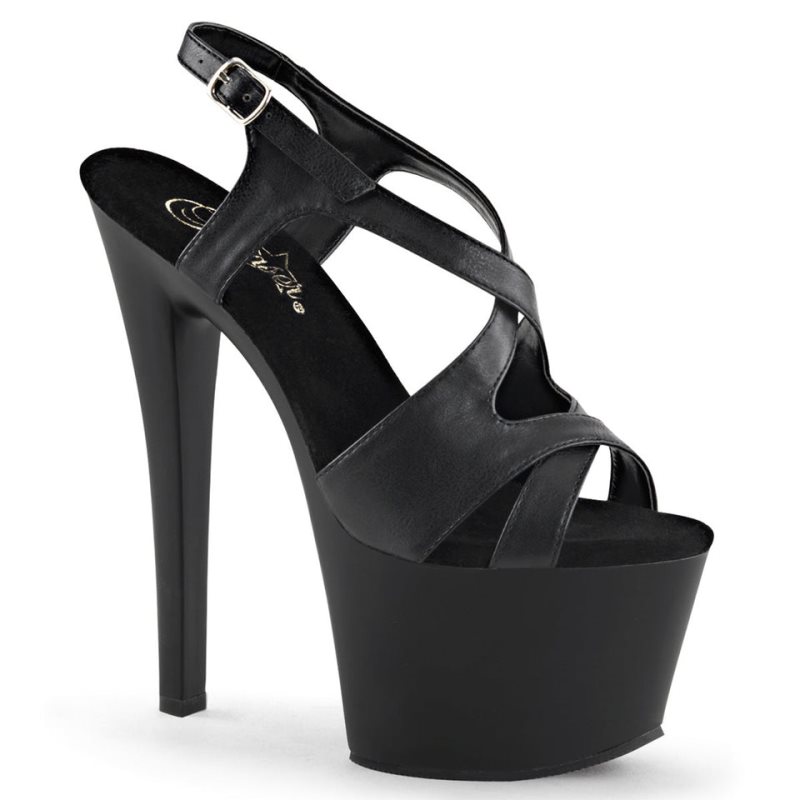 Pleaser Sky-330 Vegan Leather Hakken Dames Zwart | BELGIE BEHXCWNB