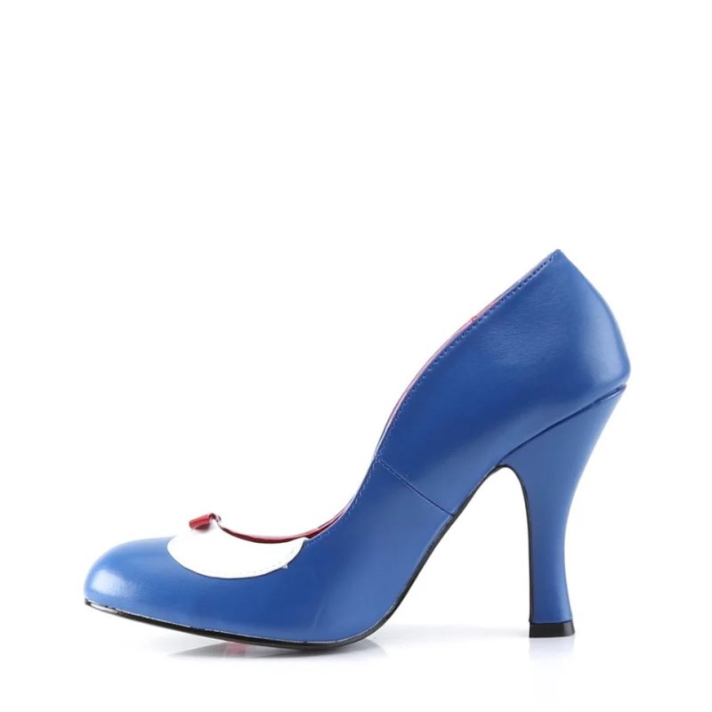 Pleaser Smitten-05 Vegan Leather Hakken Dames Blauw Wit | BELGIE BEQSLITG