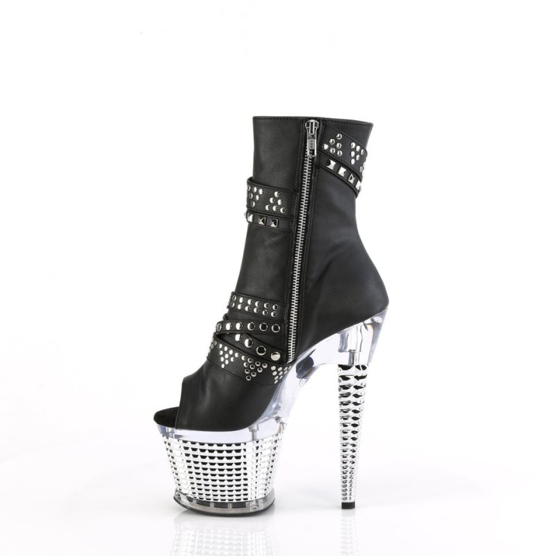Pleaser Spectator-1015 Vegan Leather Laarzen Dames Zwart | BELGIE BESMAKPL