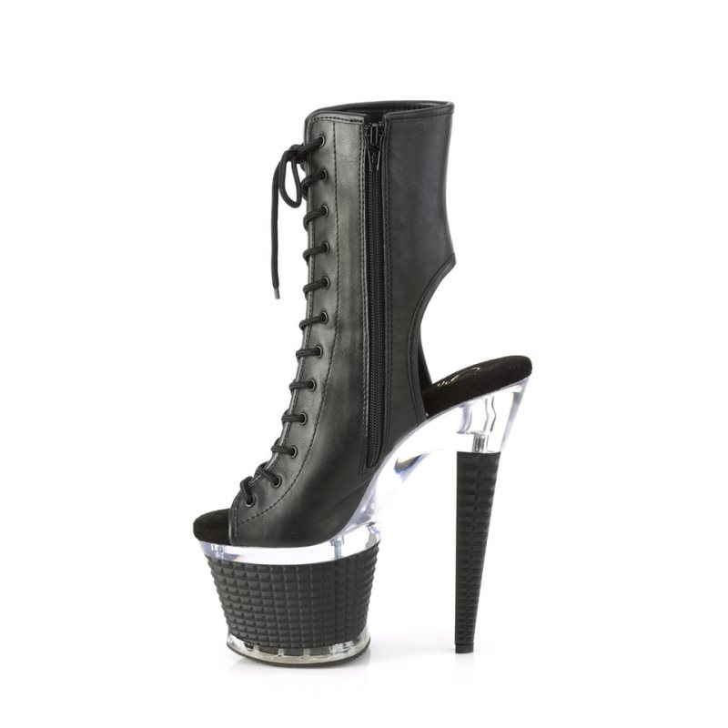 Pleaser Spectator-1016 Vegan Leather Laarzen Dames Zwart | BELGIE BEMWFTHD