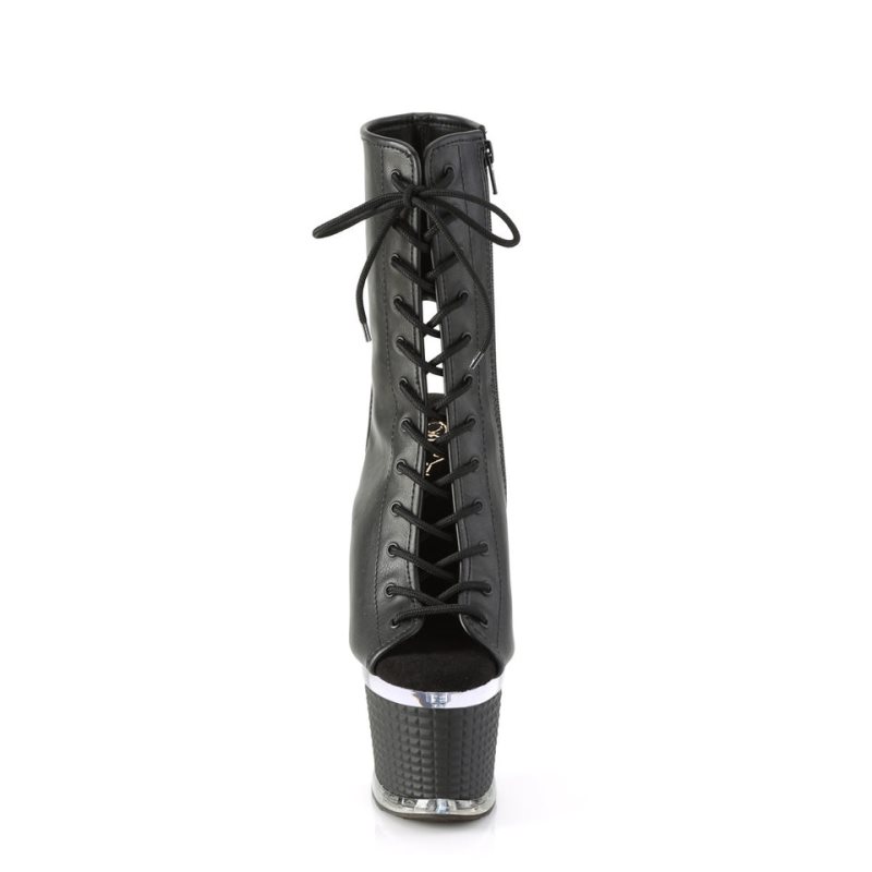 Pleaser Spectator-1016 Vegan Leather Laarzen Dames Zwart | BELGIE BEMWFTHD