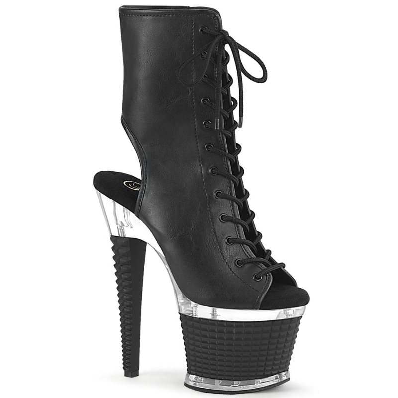Pleaser Spectator-1016 Vegan Leather Laarzen Dames Zwart | BELGIE BEMWFTHD