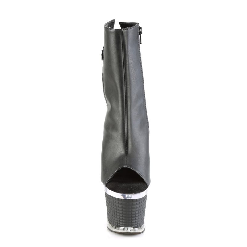 Pleaser Spectator-1018 Vegan Leather Laarzen Dames Zwart | BELGIE BEPFMSBQ