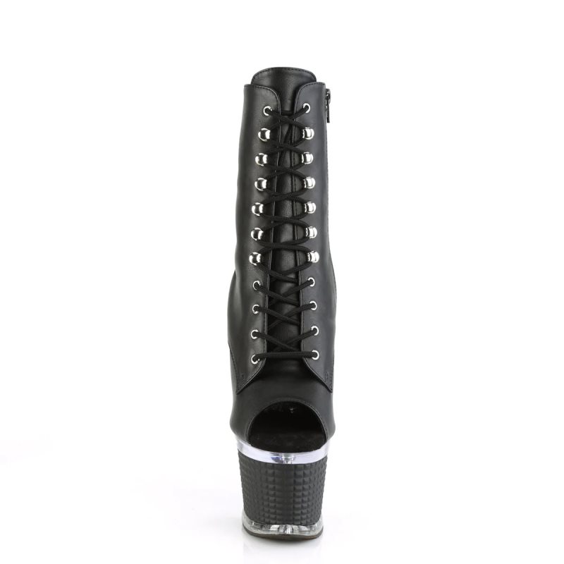 Pleaser Spectator-1021 Vegan Leather Laarzen Dames Zwart | BELGIE BERQGTNH
