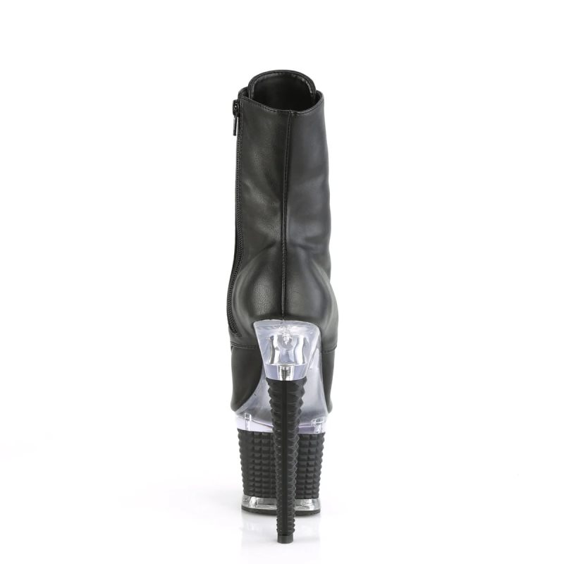 Pleaser Spectator-1021 Vegan Leather Laarzen Dames Zwart | BELGIE BERQGTNH