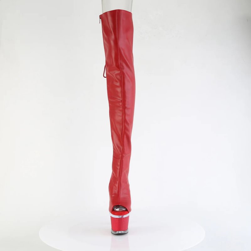 Pleaser Spectator-3030 Faux Leather Hoge Hakken Dames Rood | BELGIE BESLTPKN