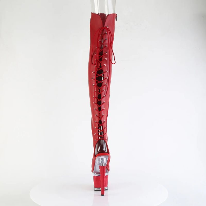 Pleaser Spectator-3030 Faux Leather Hoge Hakken Dames Rood | BELGIE BESLTPKN