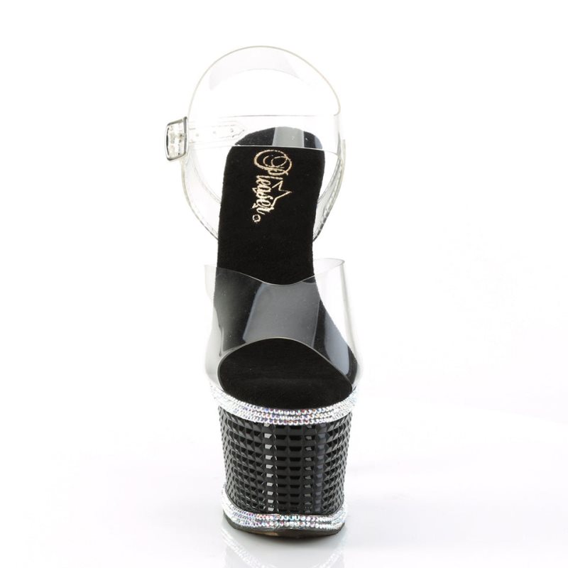 Pleaser Spectator-708RS Hakken Dames Zwart | BELGIE BEXNUCPH