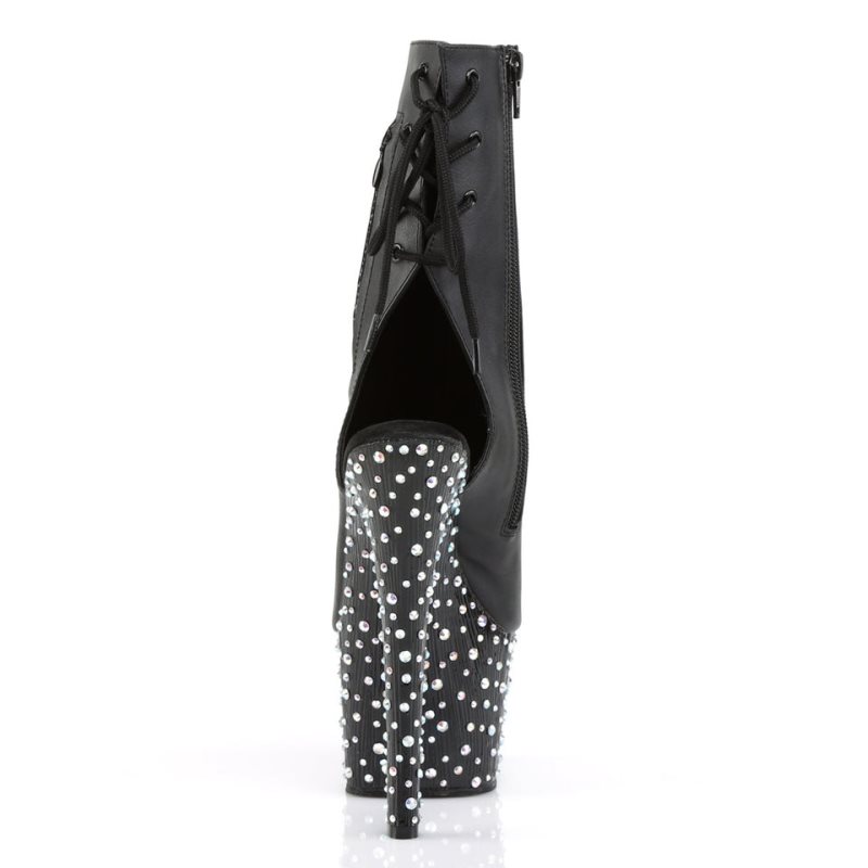 Pleaser Stardance-1018-7 Vegan Leather Laarzen Dames Zwart Zilver | BELGIE BESGYOKR