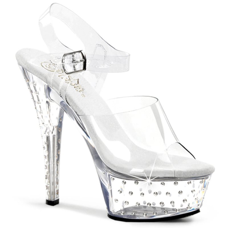 Pleaser Stardust-608 Hakken Dames Clear | BELGIE BEGBUWKZ