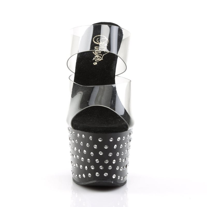 Pleaser Stardust-702 Badslippers Plateauzool Dames Zwart | BELGIE BETISEZN