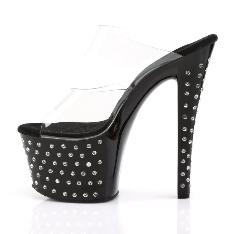 Pleaser Stardust-702 Badslippers Plateauzool Dames Zwart | BELGIE BETISEZN