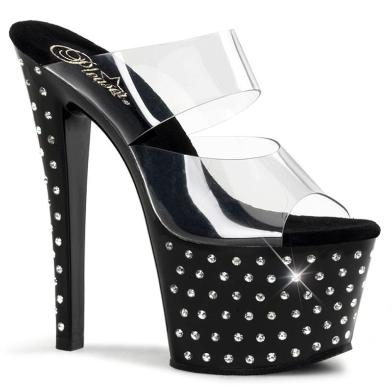 Pleaser Stardust-702 Badslippers Plateauzool Dames Zwart | BELGIE BETISEZN