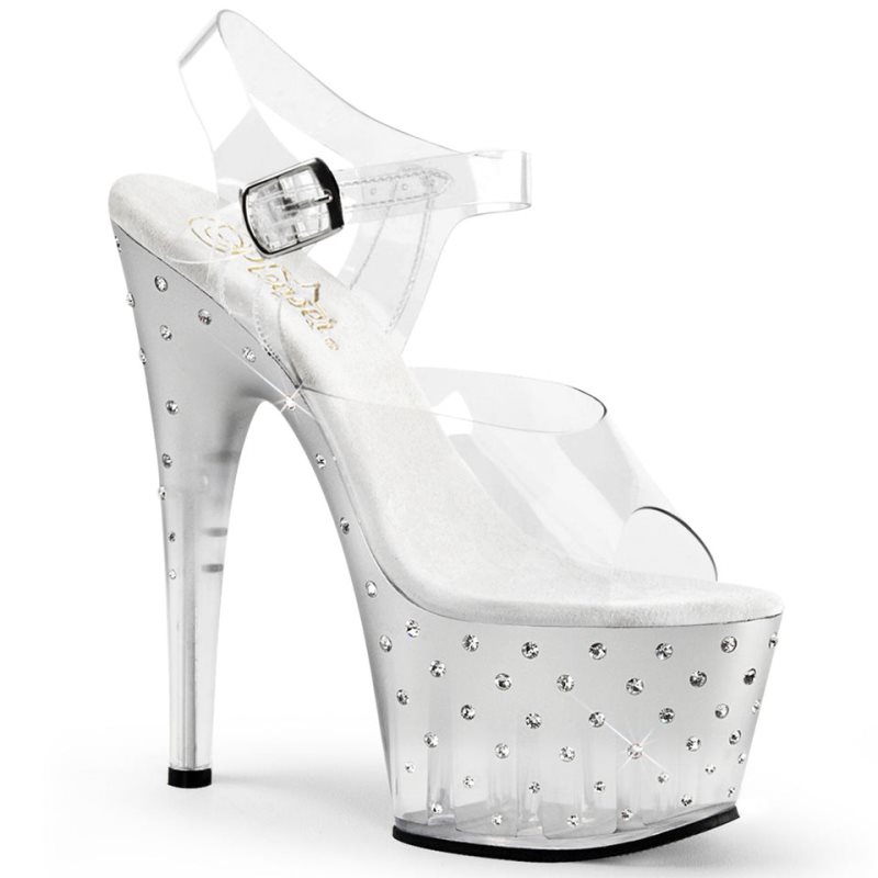 Pleaser Stardust-708T Hakken Dames Zilver | BELGIE BEIPMKXZ