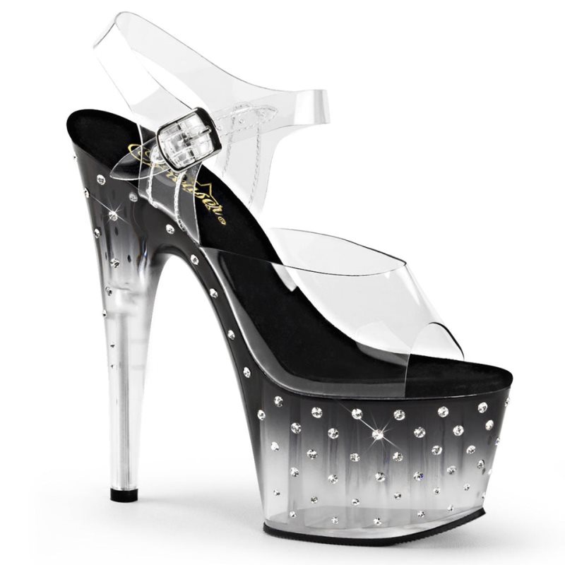 Pleaser Stardust-708T Hakken Dames Zwart | BELGIE BEVSHRTX