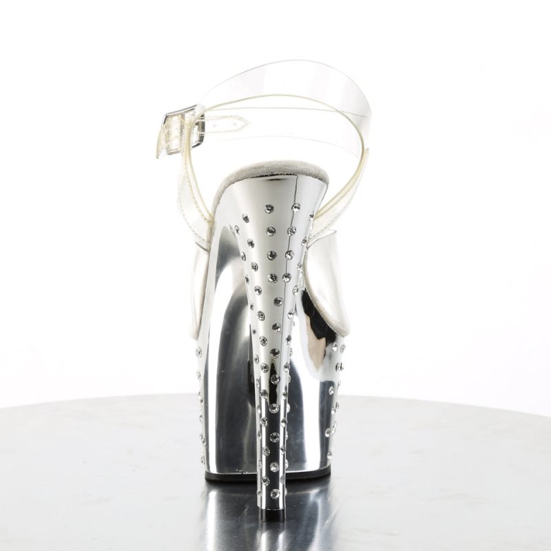 Pleaser Stardust-708 Hakken Dames Zilver | BELGIE BEHPGDTN
