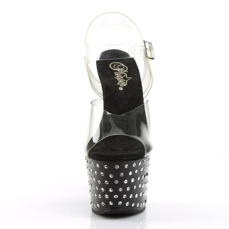 Pleaser Stardust-708 Hakken Dames Zwart | BELGIE BEFLCWMP