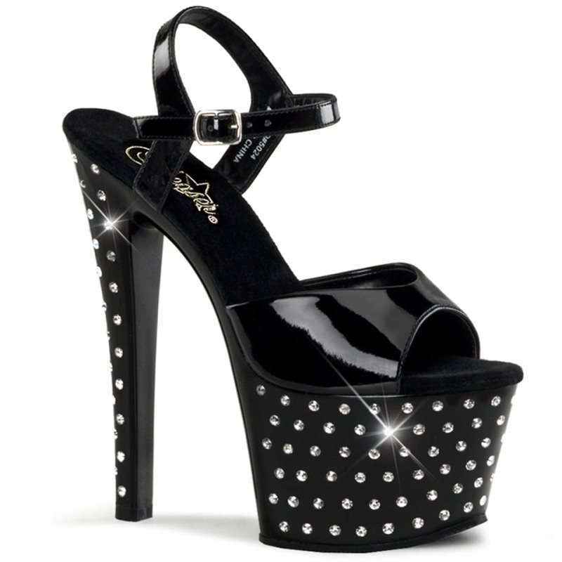 Pleaser Stardust-709 Hakken Dames Zwart | BELGIE BEVAMFEY